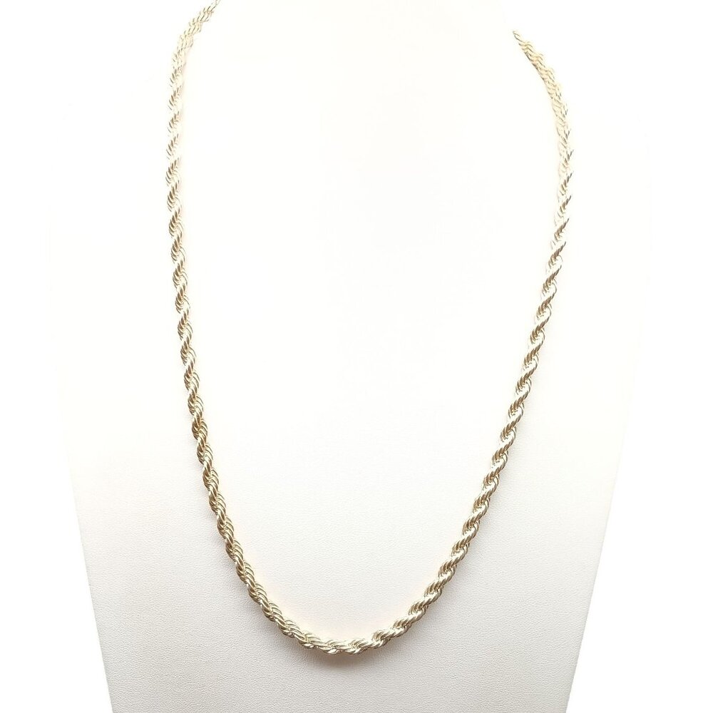 Vintage Silver-Tone Twisted Rope Chain Necklace with Lobster Clasp